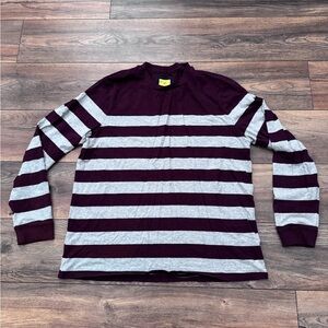 Prince & Fox Men’s Maroon & Gray Striped Sweater in Size XL